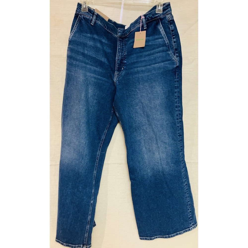 Boden Womens High Rise Wide Legs  Blue Jeans Size W33/L32